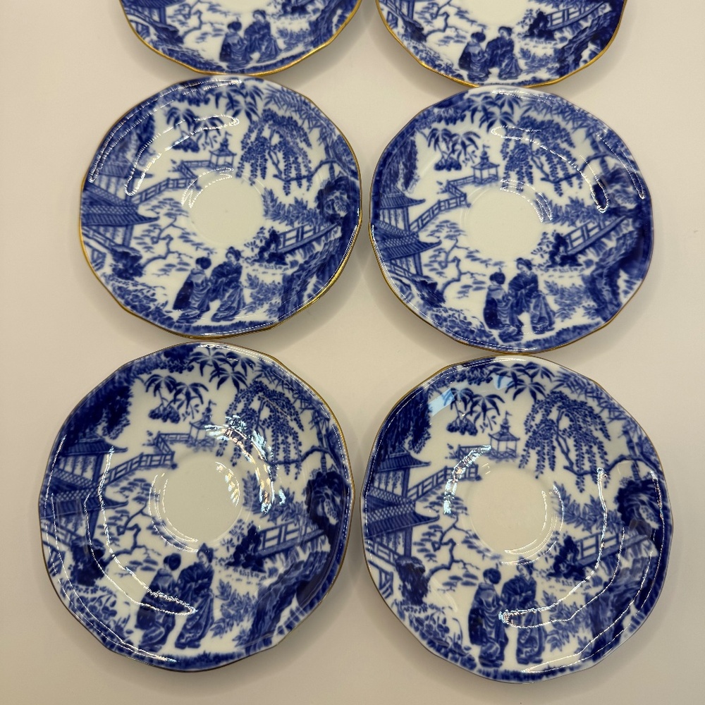 Royal Crown Derby Mikado Blue Saucer for Demitasse cup. Set of 6 dated 1935.